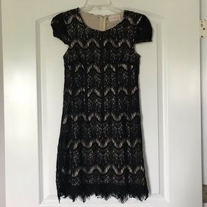 Black Short Sleeved Lace Dress, Size Small